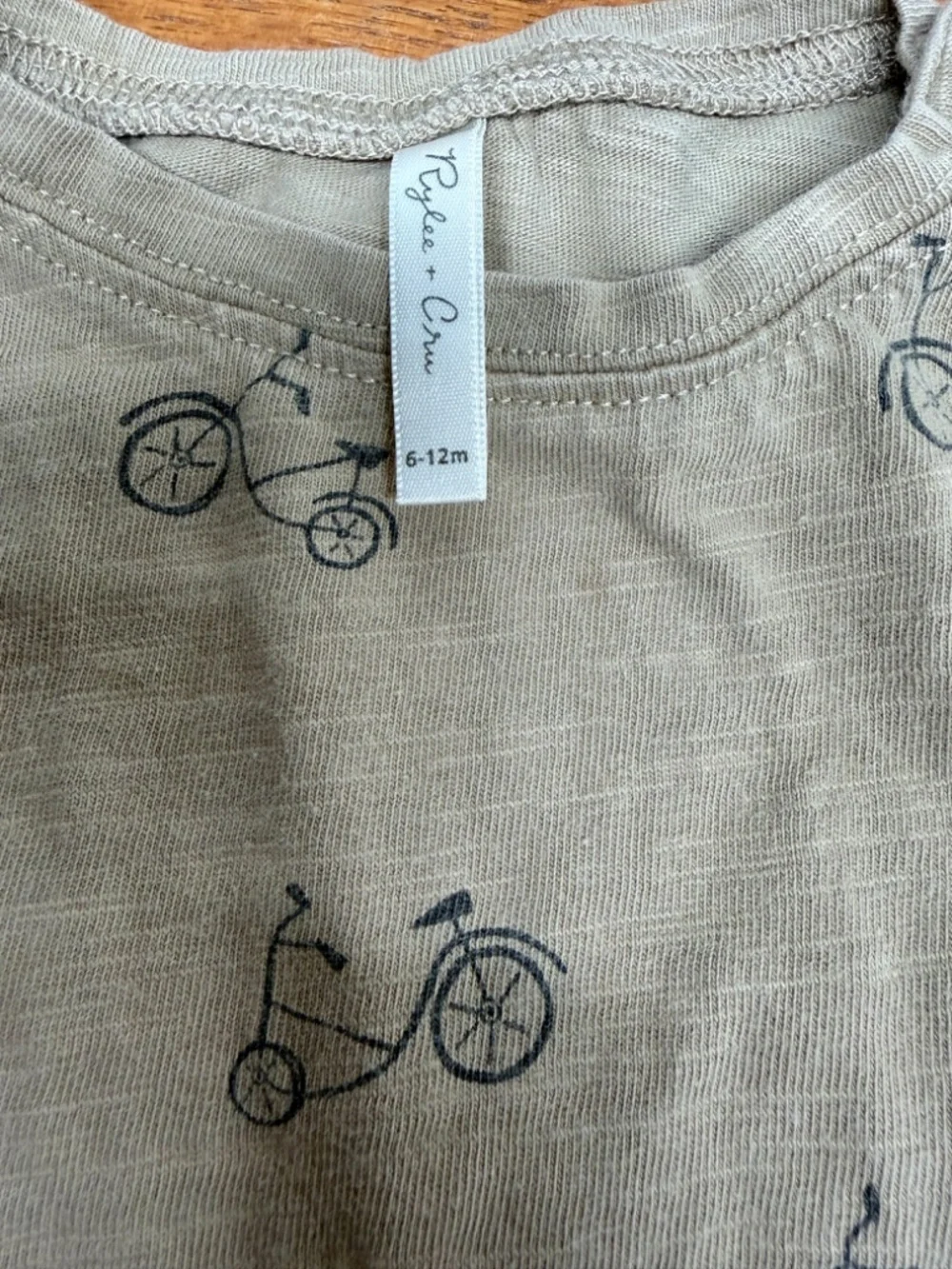 Rylee + Cru Baby Boy Bikes Raw Edge T-Shirt | Sage - 6-12 Months